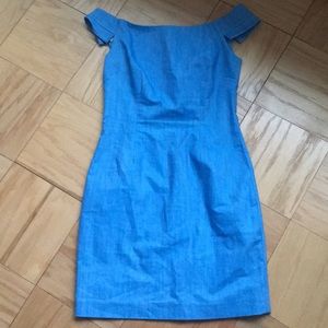 Denim off shoulder stretch dress.